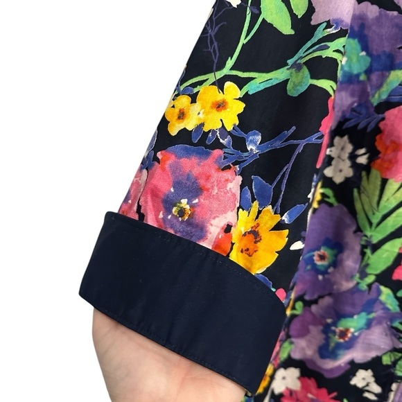 Lauren Ralph Lauren Womens Floral Button Up Top Size 2X Cotton 3/4 Sleeve Spring - Picture 6 of 9